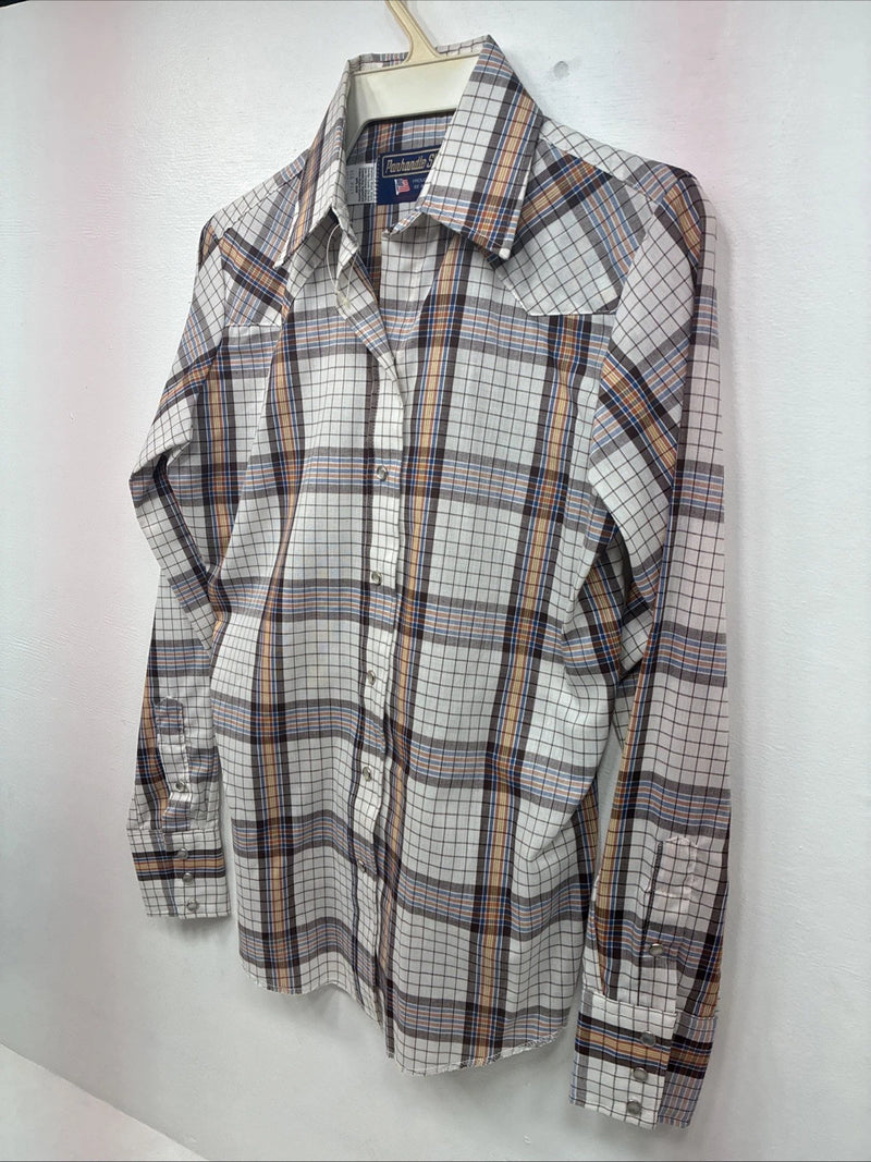 New Women’s Panhandle Slim Brown Plaid Long Sleeve Pearl Snap 8/30 GG-6