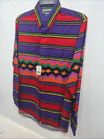 New Men’s Wrangler Multicolor Stripe Long Sleeve Pearl Snap 15.5 Medium DD-3