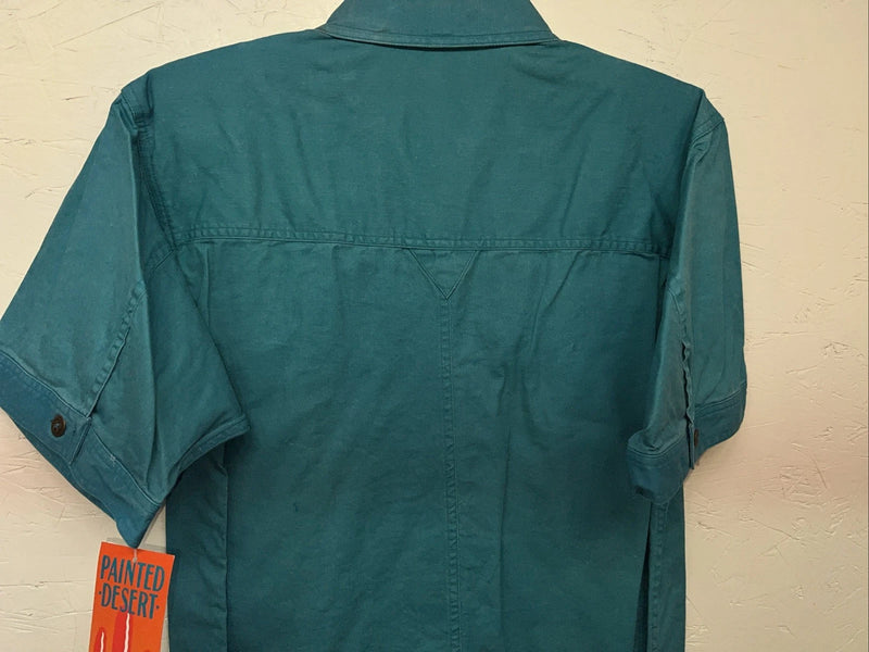 New Women’s Blue Wrangler Short Sleeve Denim Button Up Shirt #76670 M 3C-44