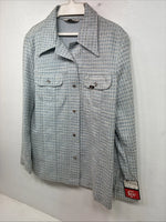 New Women’s Lee Blue Design Long Sleeve Button Up Jacket Size 13 KK-43