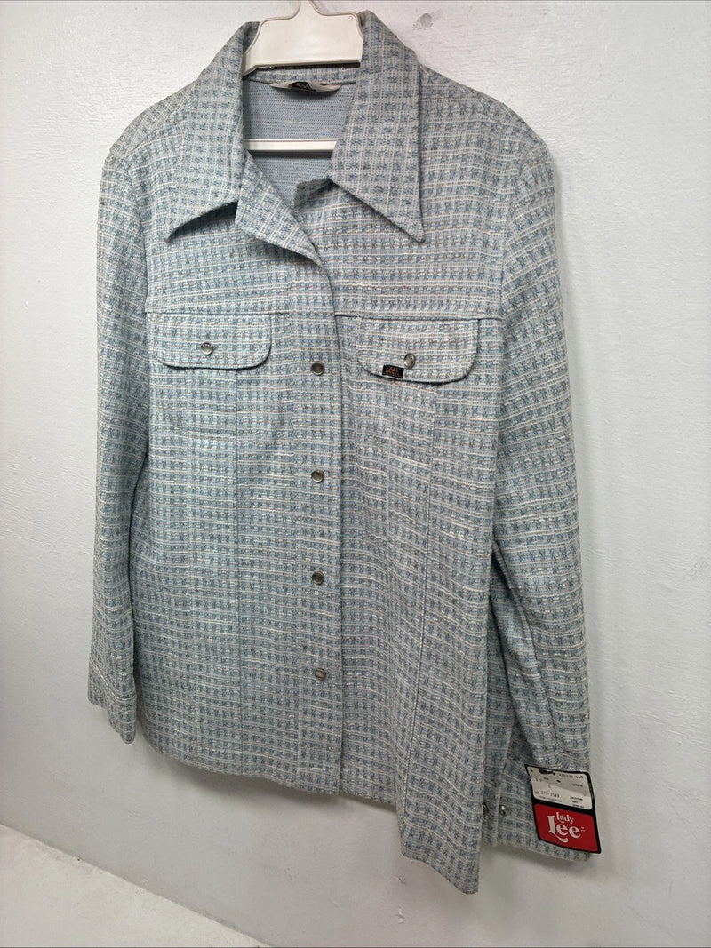 New Women’s Lee Blue Design Long Sleeve Button Up Jacket Size 13 KK-43