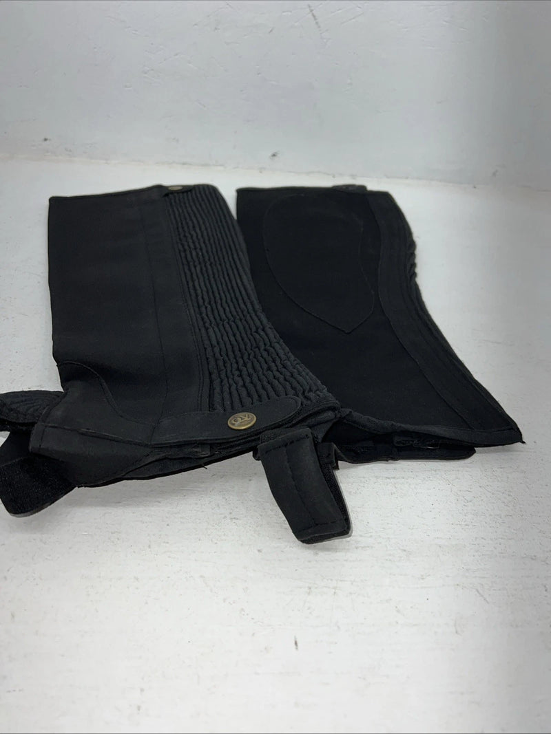 New Black Ovation Stretch Rib Half Chaps Large #464331 C-500