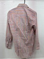 New Men’s Tem Tex Pink Multicolor Stripe Long Sleeve Pearl Snap 14.5 Small M-99