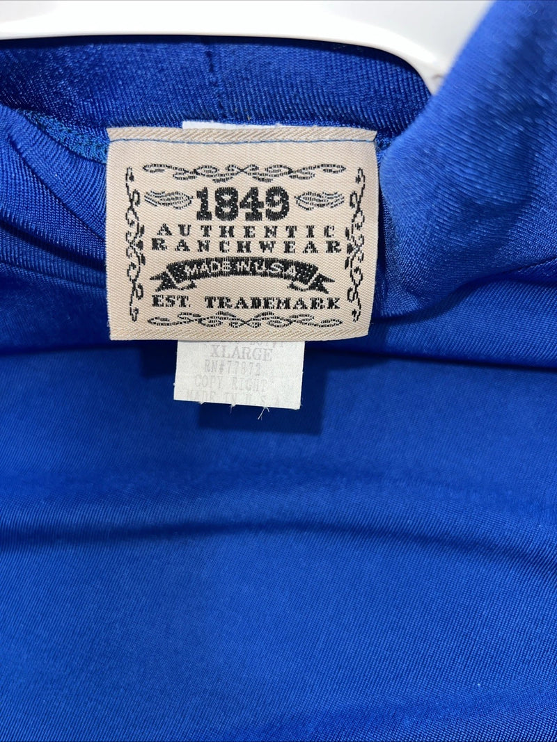 New Women’s 1849 Authentic Ranchwear Blue Long sleeve Polo Shirt XL #4259 UU-22