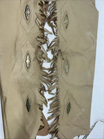 NOS Tan Show Chaps With Fringe Adjustable Waist 38 L-43