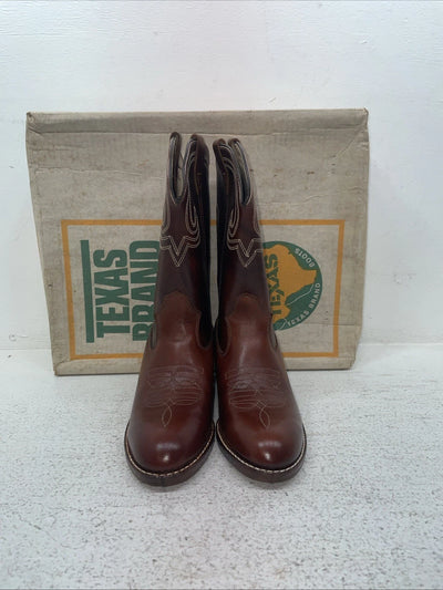 New Youth Brown Texas Brand Cowboy Boots. 2803 4.5 4 1/2 D. 2-115