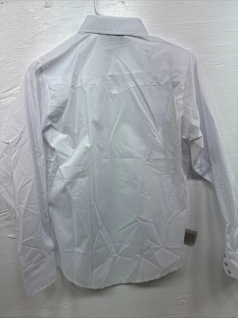 New Boys Champion Western White Long Sleeve Pearl Snap Size 16 CC-77