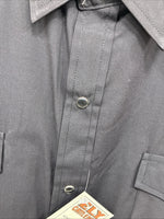 New Men’s ELY Cattleman Black Short Sleeve Pearl Snap 18.5 2XL F-76