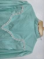 New Women’s Miss Rodeo Blue Design Long Sleeve Pearl Snap Size 10 TT-97