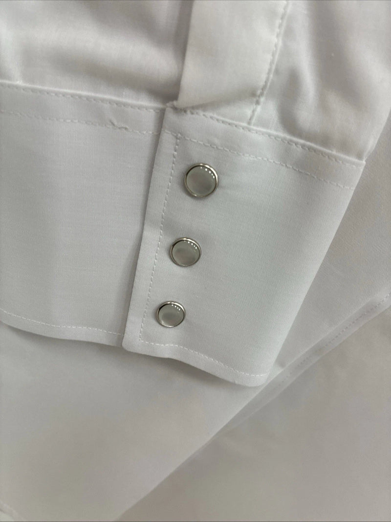 New men’s White Horse White Simple Long Sleeve Pearl Snap Medium K-33