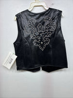 New Women’s 1848 RanchWear Black Rhinestone Sleeveless Vest Zip Up Small YY-44