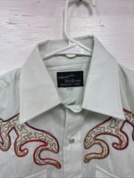 New Men’s Champion Western Mint Green Long Sleeve Pearl Snap 15 Medium M-62