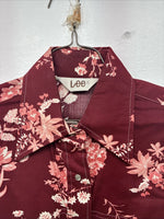 New Women’s Lee Red Floral Long Sleeve Pearl Snap Medium KK-6