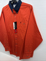 New Men’s Wrangler PBR Orange Long Sleeve Button Up XL J-27