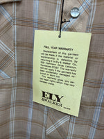 New Men’s ELY Cattleman Tan Plaid Short Sleeve Pearl Snap Medium Short K-70