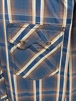 New men’s ELY 1878 Blue Flannel Long Sleeve Pearl Snap 2XL F-65