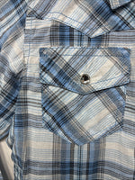 New Girls Cumberland Blue Plaid Long Sleeve Pearl Snap Size 1 YY-1