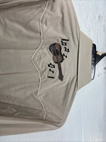 New Men’s White Horse Brown Embroidered Long Sleeve Pearl Snap Medium K-59