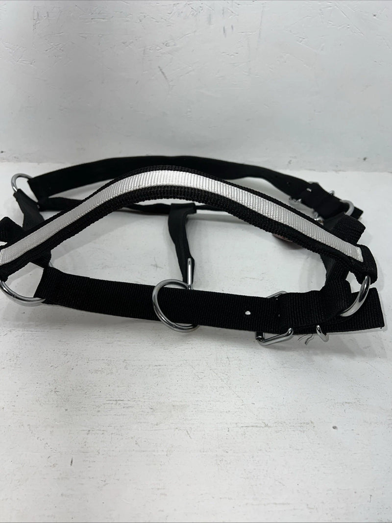 New Tough 1 Black White Draft Deluxe Nylon Halter #50-9575 W-37