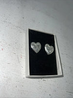 New Women’s Congress Leather Silver Heart Earrings. 93141 B-6