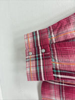 New Women’s Cumberland Pink Plaid Long Sleeve Pearl Snap XL GG-73