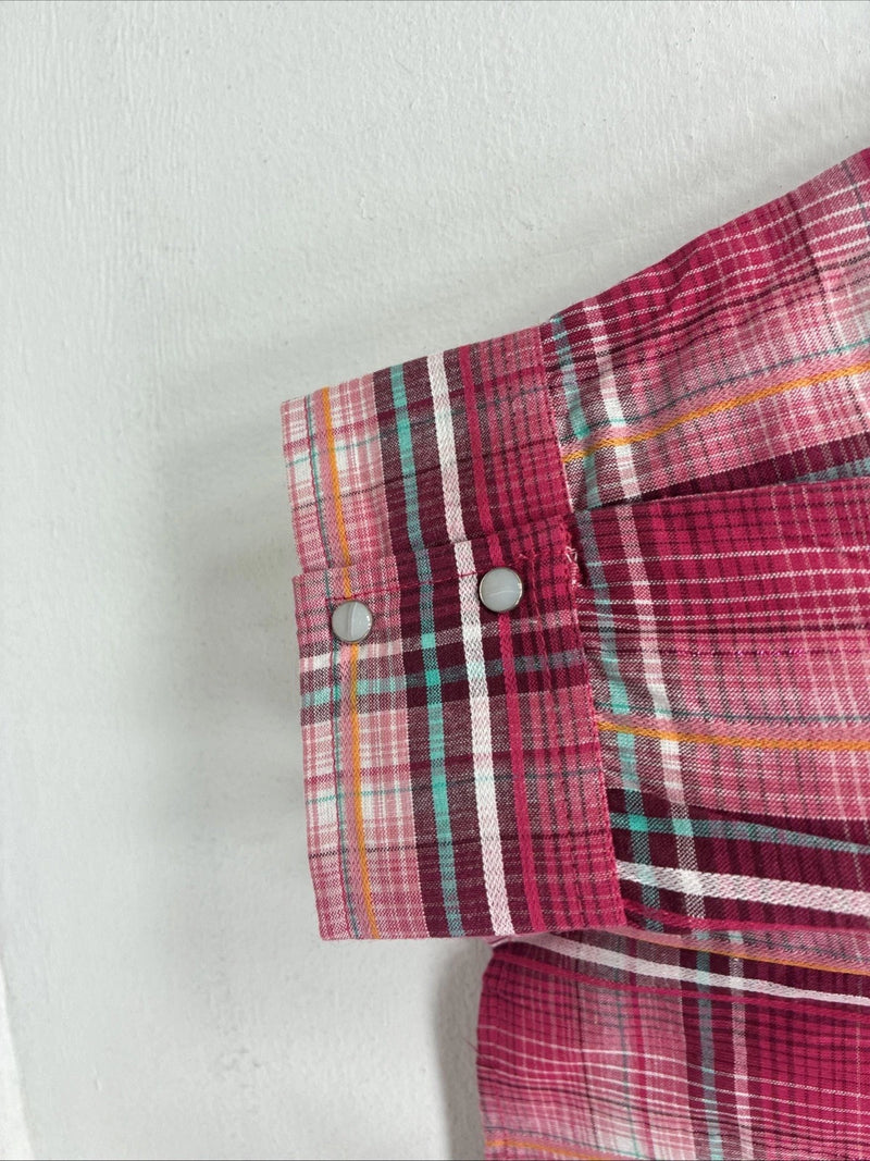 New Women’s Cumberland Pink Plaid Long Sleeve Pearl Snap XL GG-73