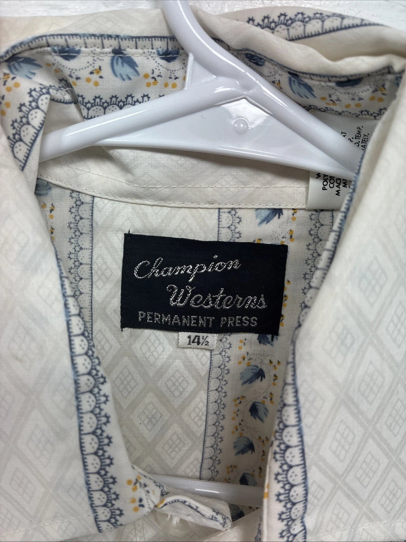 New Men’s Champion Western White Western Short Sleeve Pearl Snap Small J-57