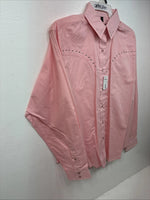 New Women’s White Horse Pink Gem Long Sleeve Pearl Snap Medium LL-60