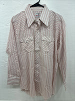 New Men’s Tem Tex Pink White Stripe Long Sleeve Pearl Snap 16 X 33 Large M-25