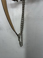 Used Light Oil Genuine Leather Show Halter With Lead Rope Silver Accents W-23