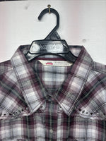 New Women’s Cumberland Purple Plaid Long Sleeve Pearl Snap Size 3X GG-11