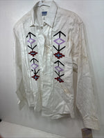 New Women’s Wrangler White Designed Long Sleeve Button Up Small TT-2