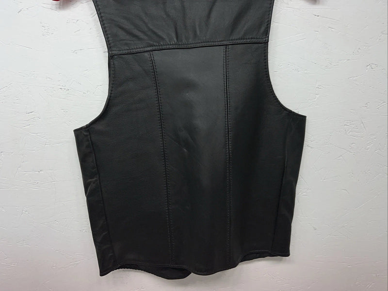 New Women’s Steerbrand Black Leather Biker Vest Small S-601