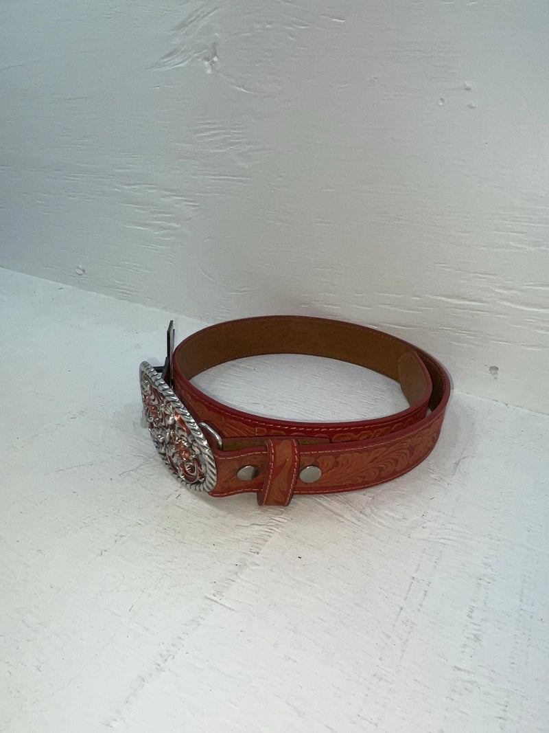 New Red Genuine Leather Nocona Tooled S Belt #N3460204 JJ-168