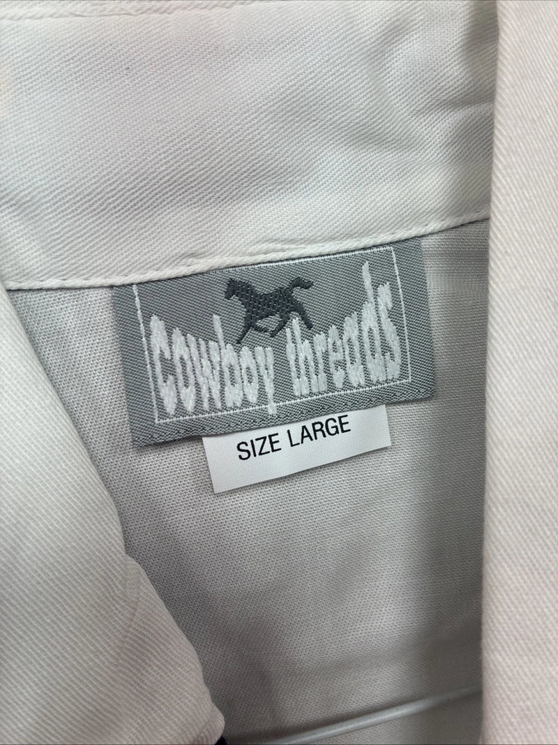 New Men’s Cowboy Threads Blue White Long Sleeve Button Up Large V-80