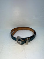 New Blue Genuine Leather Silver Pendent 32” Belt JJ-24