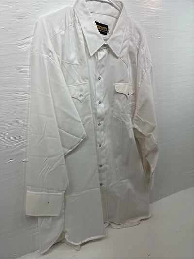 New Men’s Panhandle Slim White Simple Long Sleeve Pearl Snap 4XL J-42