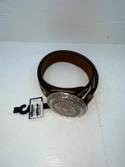 New Brown Genuine Leather Nocona Pink Patterned S Belt #N34430273 JJ-133
