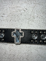 New Black Genuine Leather Blazin Roxx Cross Bling M Belt #N3510401 Z-1