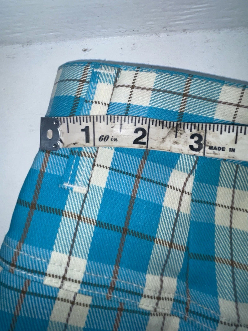 New Vintage Blue Plaid Prior Polyester Pants #C18530 VV-20