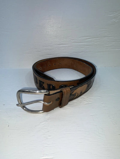New Brown Genuine Leather Chambers Tooled 34” Belt #6381/13 Z-131