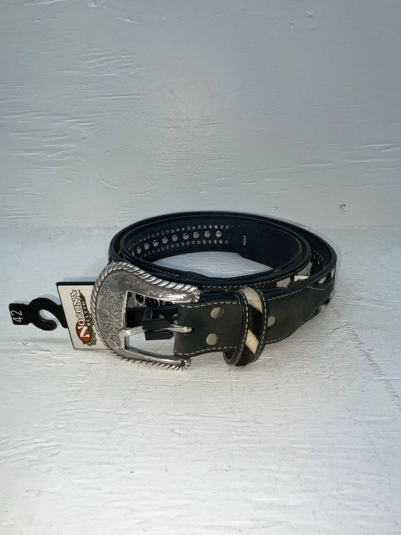New Cow Print Genuien Leather Nocona Black Stud 42” Belt #N2440501 NN-123