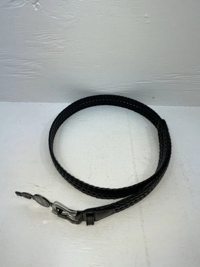 New Black Genuine Leather DBL Barrel Braided 40” Belt #N1311777 JJ-85