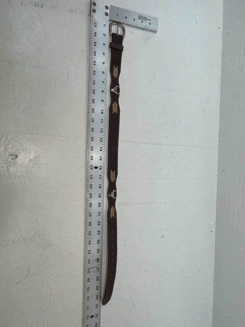 New Brown Genuine Leather Wrangler Weaved And Pendent 24” Belt #5503/28 NN-49