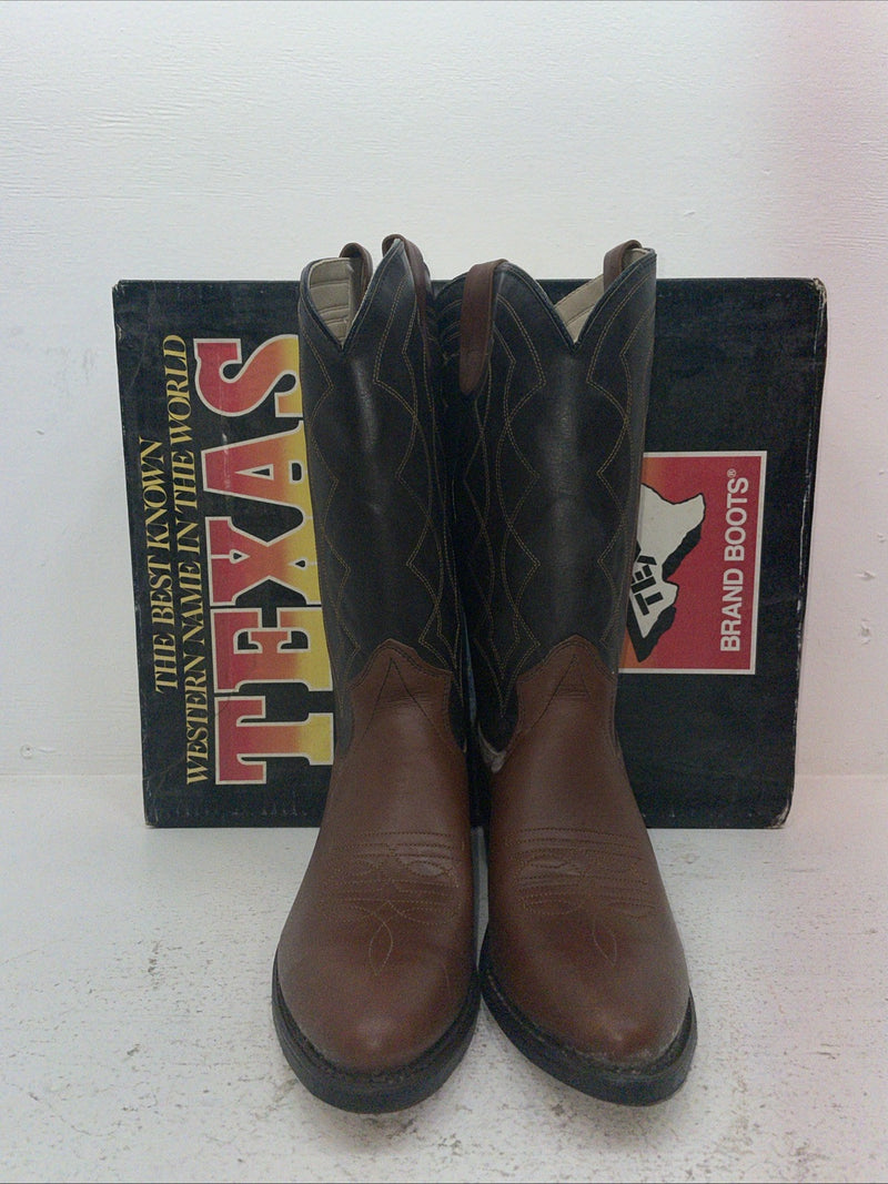 New Men’s Brown Texas Brand Cowboy Boots. 5101 9.5 9 1/2 D. 7-63