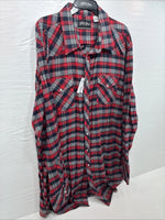 New Men’s White Horse Red Black Flannel Long Sleeve Pearl Snap 2XL H-37