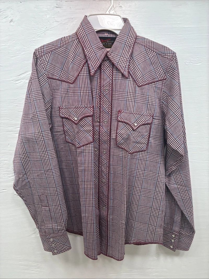 New Kids Champion Western Red Design Long Sleeve Pearl Snap Size 18 CC-116
