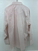 New Men’s Champion Western Red White Stripe Long Sleeve Pearl Snap 17.5 XL R-74