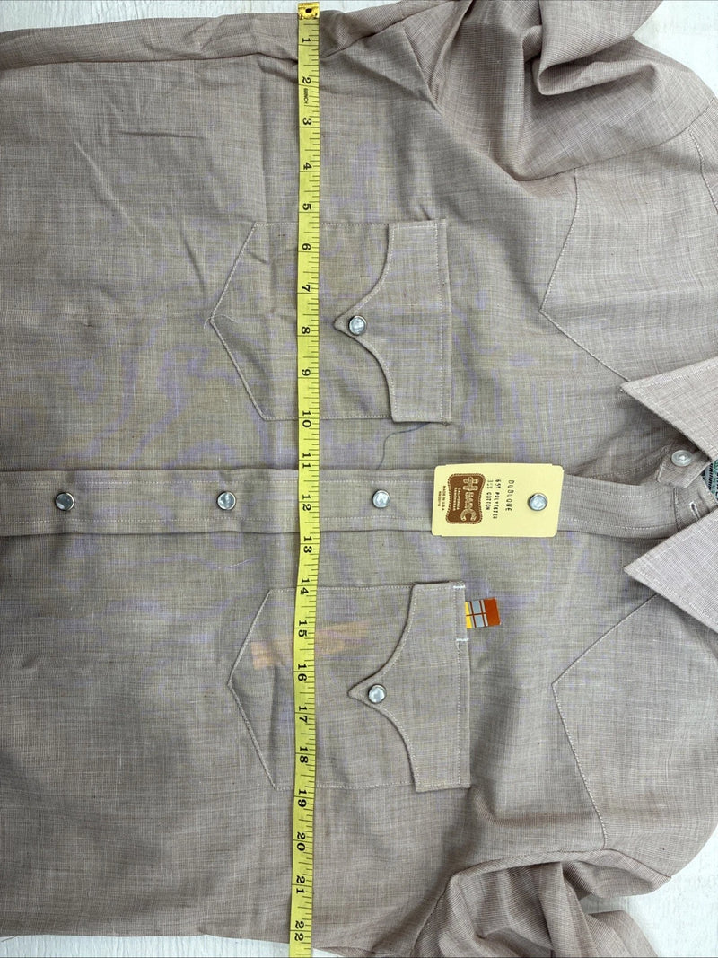 New Men’s H Bar C Brown Long Sleeve Pearl Snap 16 X 36 Large CC-63