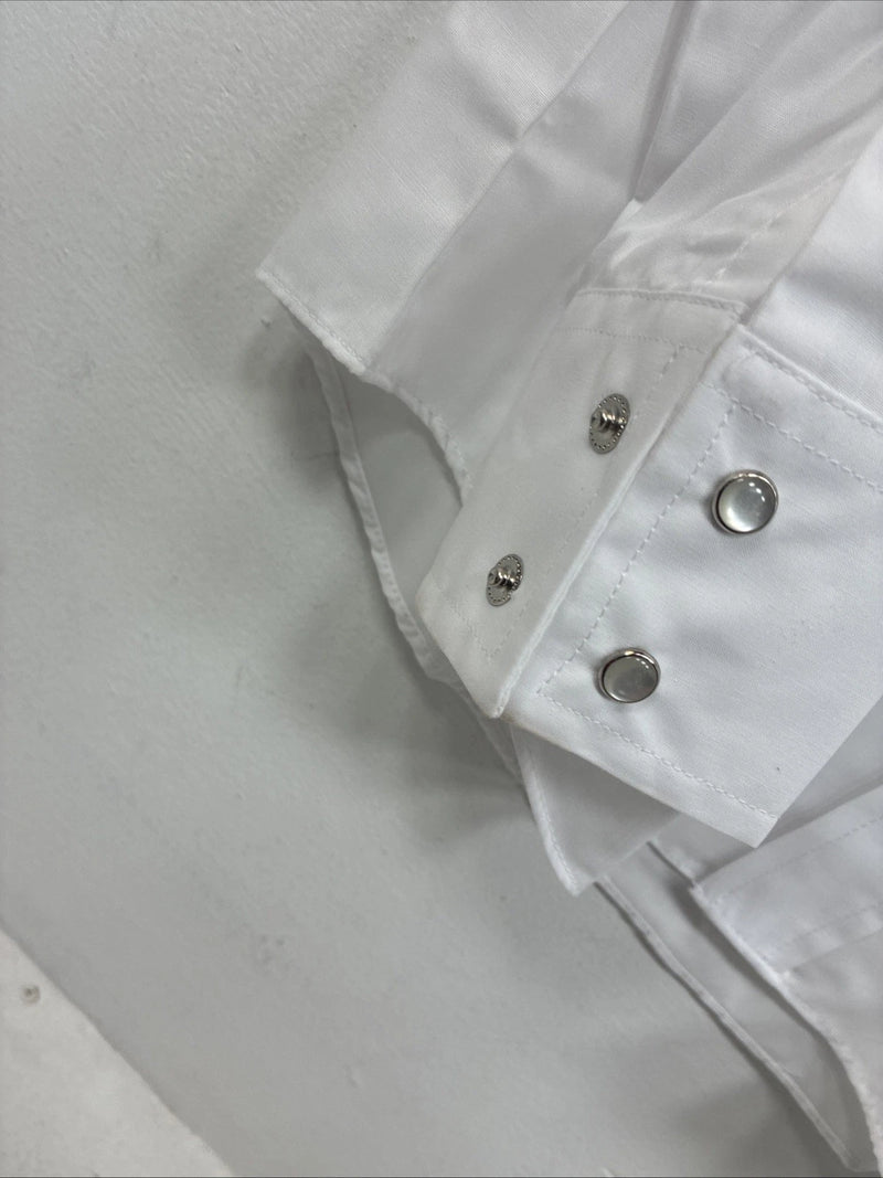 New Boys ELY Cattleman White Long Sleeve Pearl Snap Size 16 KK-46